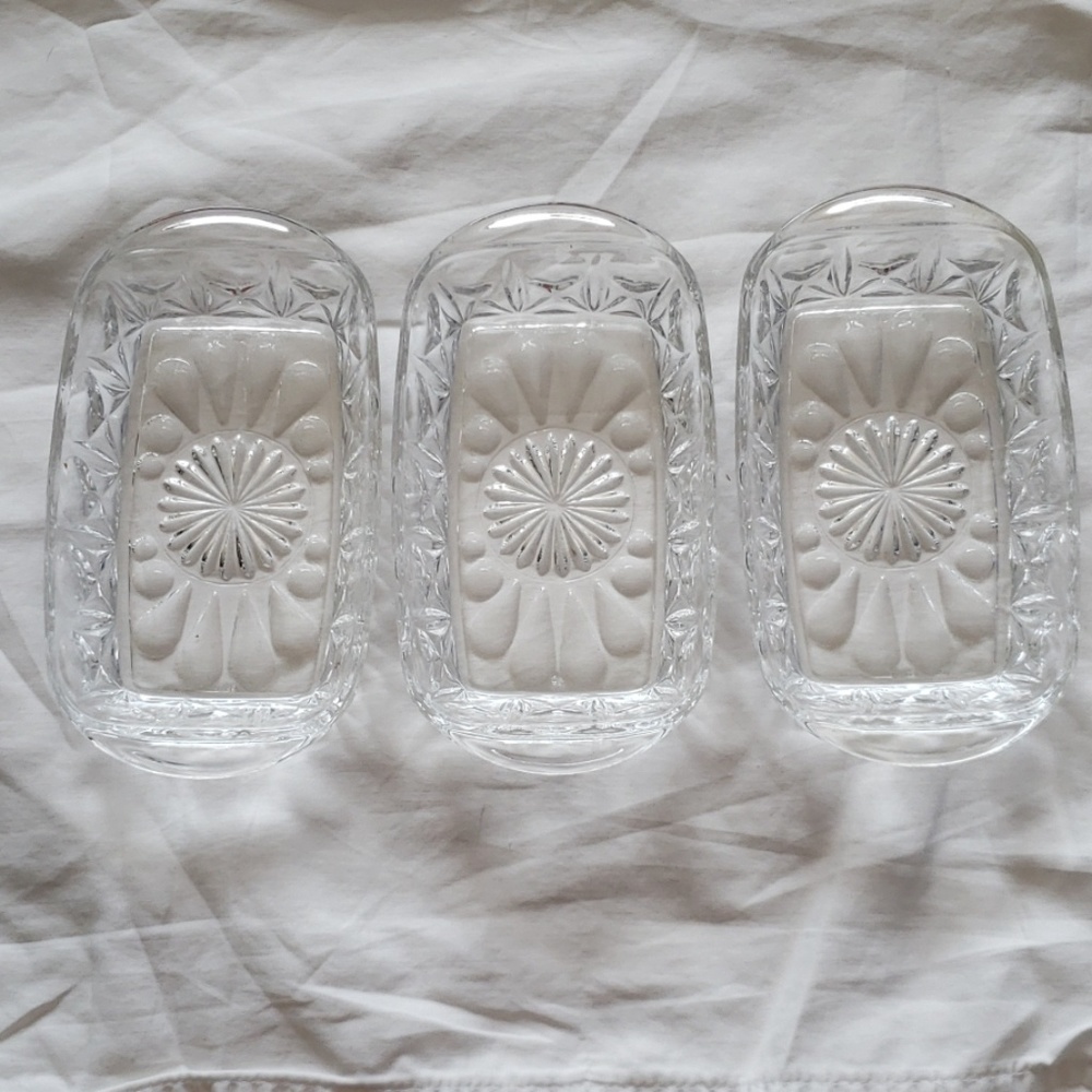 Vintage cut-glass crudite dishes